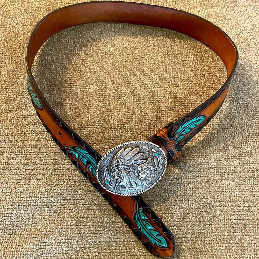 Ariat Indian leather belt & buckle